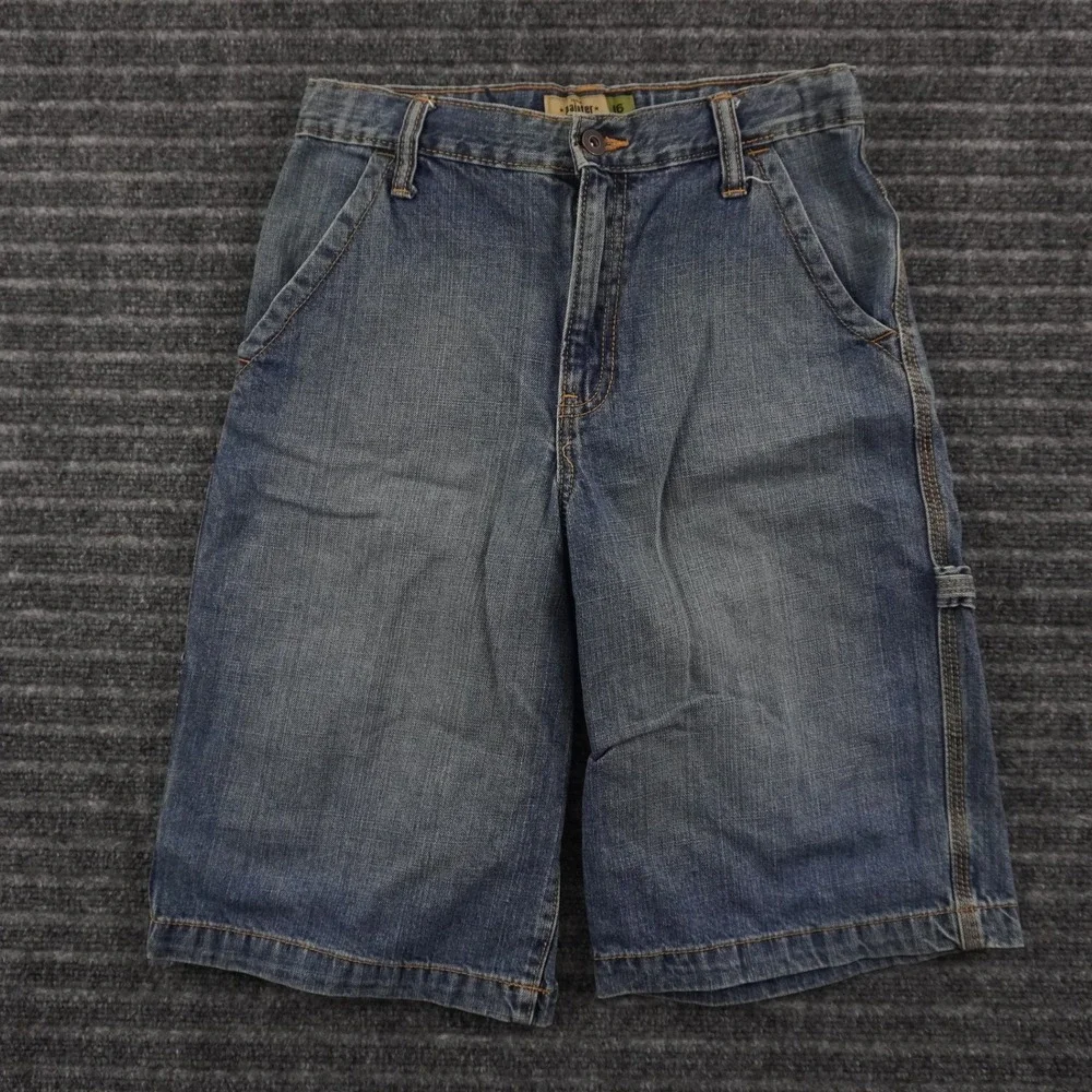 Old Navy‎ Painter Denim Shorts Boys 16 Blue Loose Fit Carpenter Utility Pocket